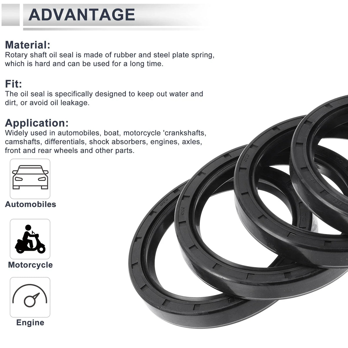 Set of 5 Oil Seal Rotary Shaft Seal Nitrile Rubber 72x90x12mm