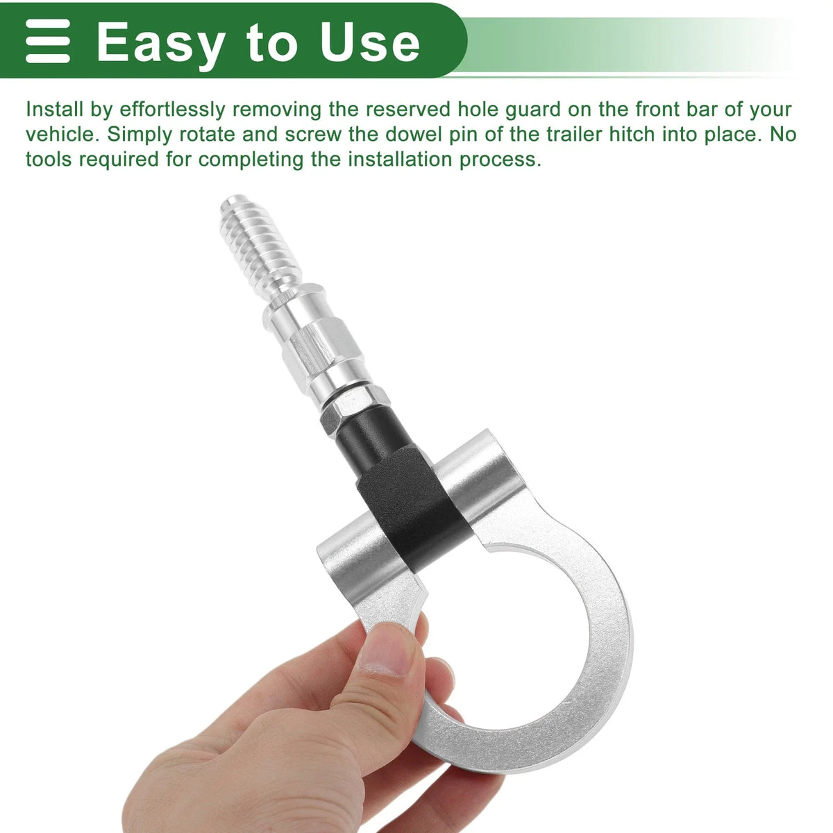 Tow Hook for Ford Focus (1998–2025) 15.6mm Aluminum Alloy Silver Tone