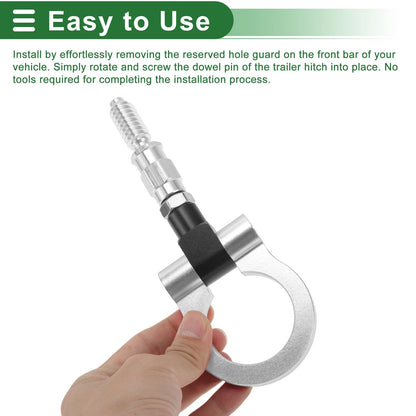 Tow Hook for Ford Focus (1998–2025) 15.6mm Aluminum Alloy Silver Tone