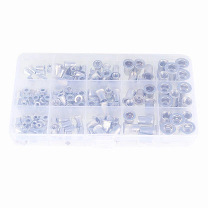 150-Piece Aluminum Rivet Nut Kit for Metric Applications (M3–M8)