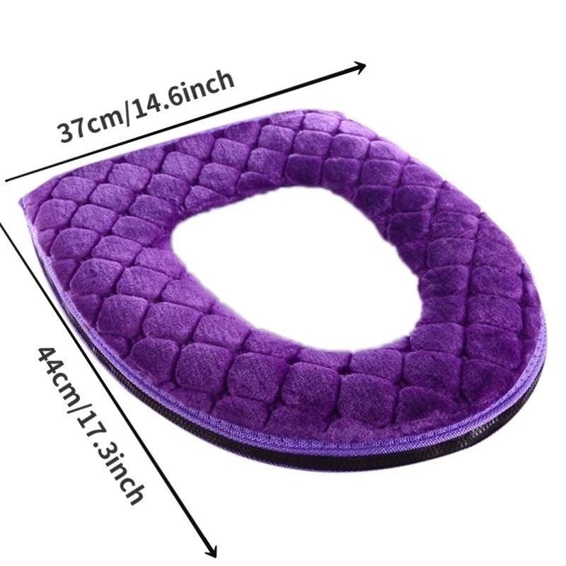 Soft Plush Toilet Seat Cover for Bathroom (Washable, Winter Warmer)