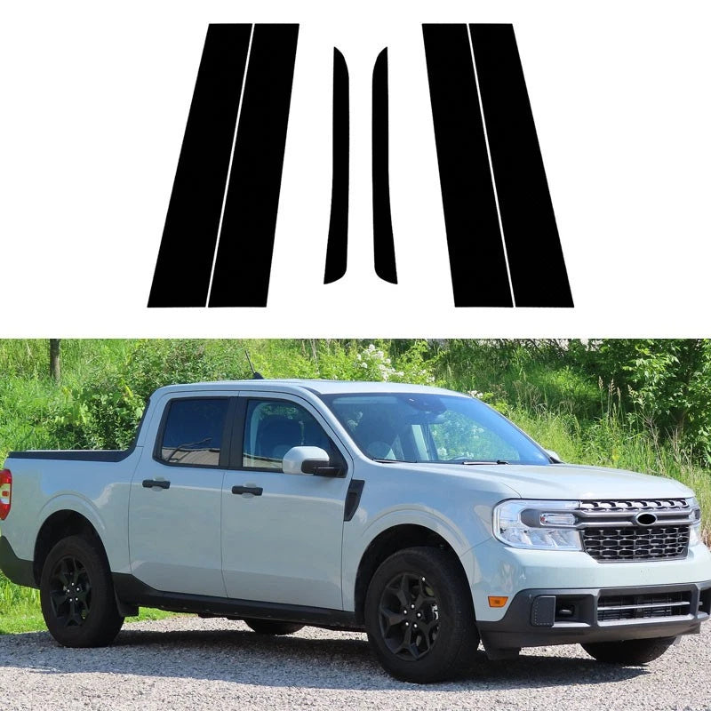 Set of 6 Black Exterior Pillar Post Trim for Ford Maverick (2022–2023)