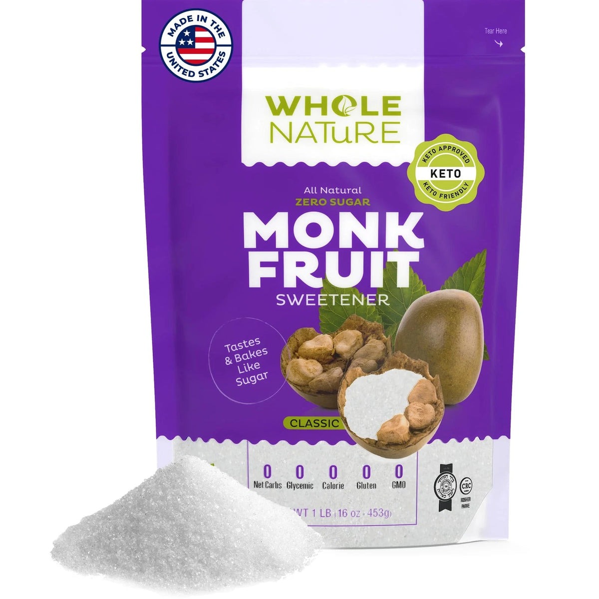 Monk Fruit Sweetener 1:1 Baking Sugar Substitute (1lb)