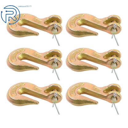 6 Pack Clevis Slip Hook 5/16" with Latch, G70 Steel, 18800lbs Breaking Strength