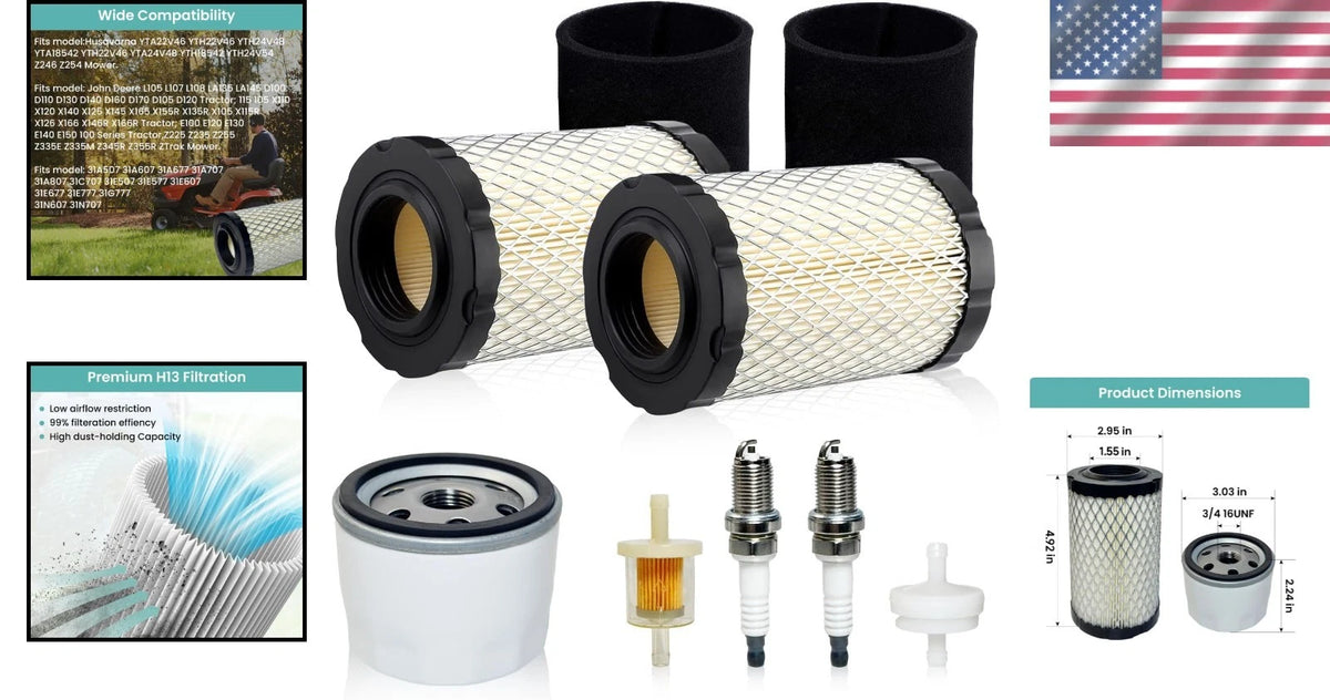 Air & Oil Filter Tune Up Kit for Husqvarna Z246 Z254 (2015–2023)