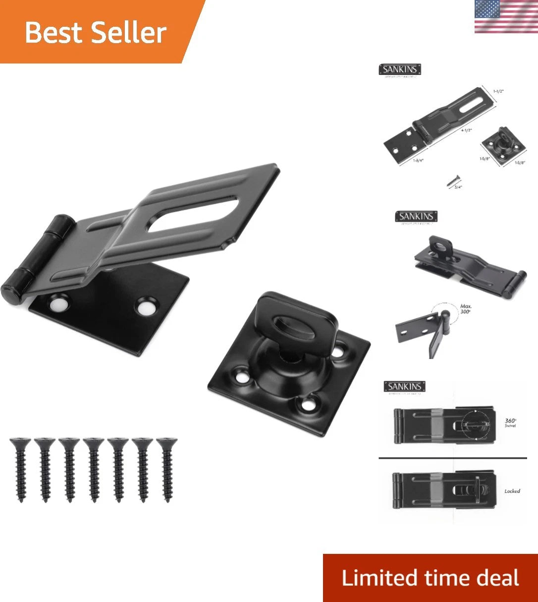 4-1/2" Swivel Staple Safety Hasps for Locking Applications