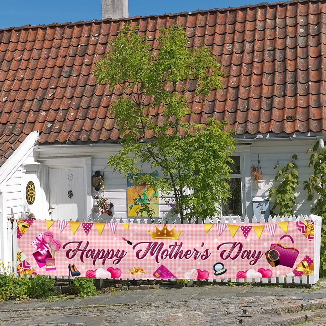 Mother's Day Fence Banner Decoration for Yard Party Supplies