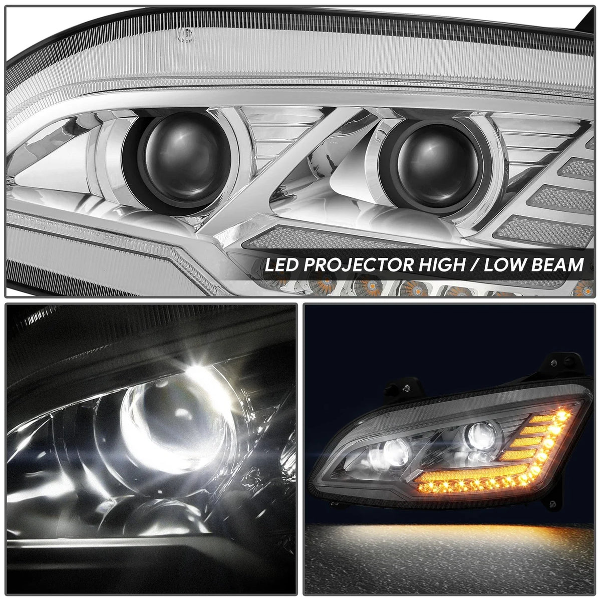 Full LED Chrome Clear Headlight for Peterbilt 579 (2022–2025)
