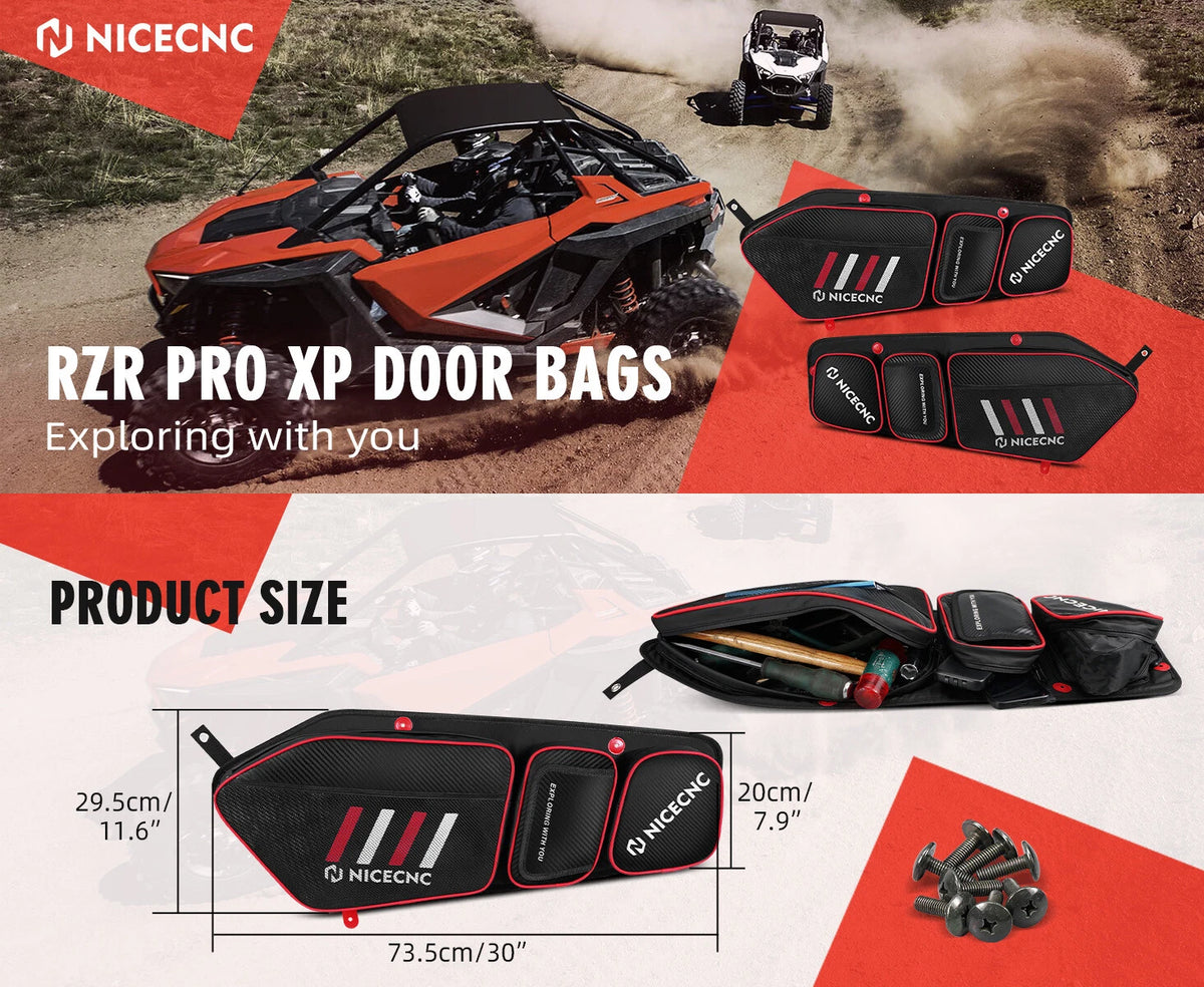 Front Door Storage Bags with Knee Pad for Polaris RZR Pro XP 4 (2020–2024)