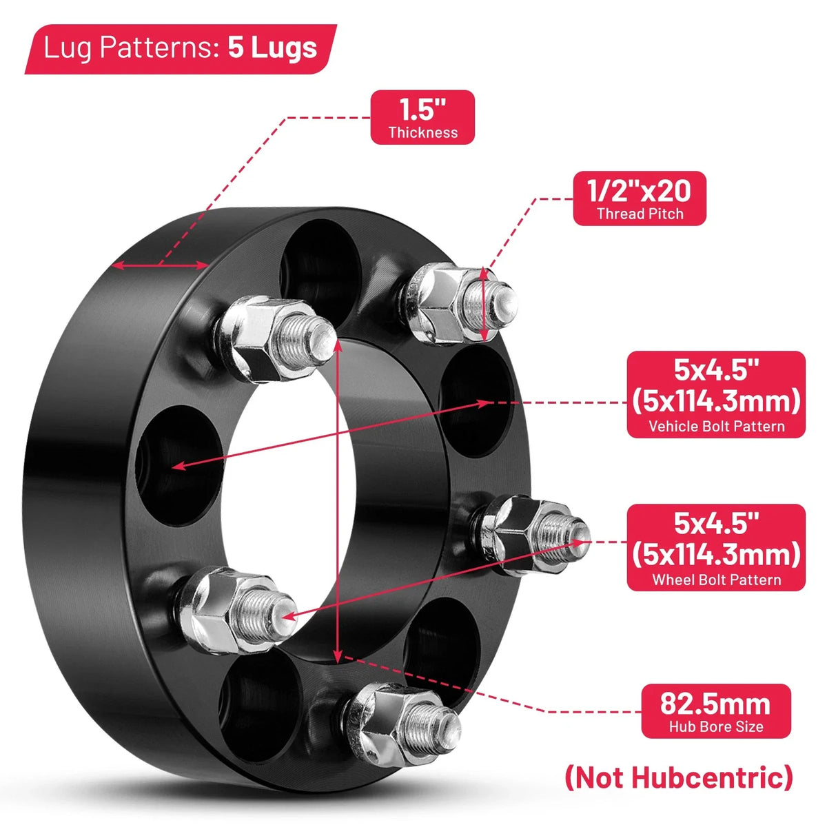 2PCS 1.5 Inch 5x4.5 5x114.3 Wheel Spacers for Ford Explorer (1991-2010)