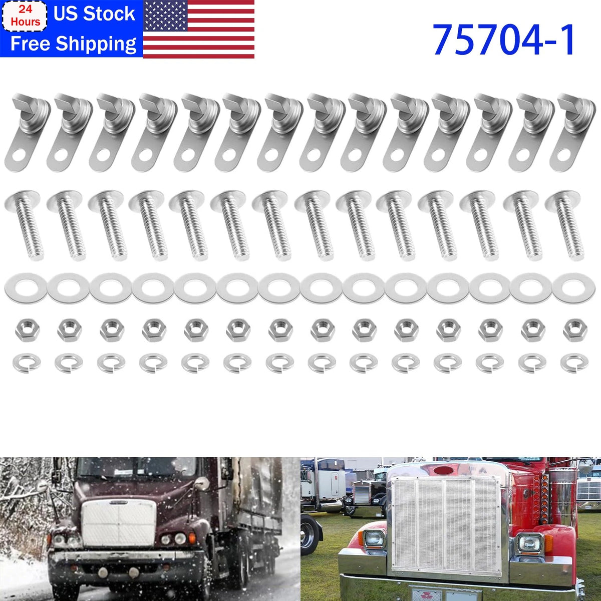 Bug Screen & Winterfront Mounting Hardware Kit for Peterbilt (1986–2007)