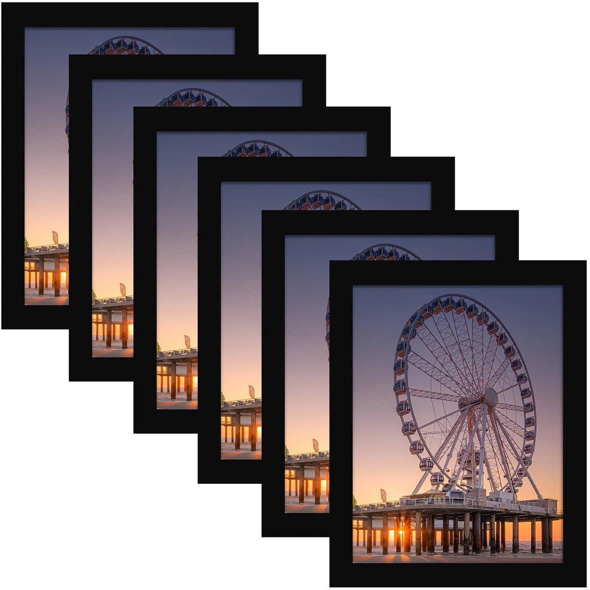 Set of 6 8x10 Picture Frames for Home Decor (Black)