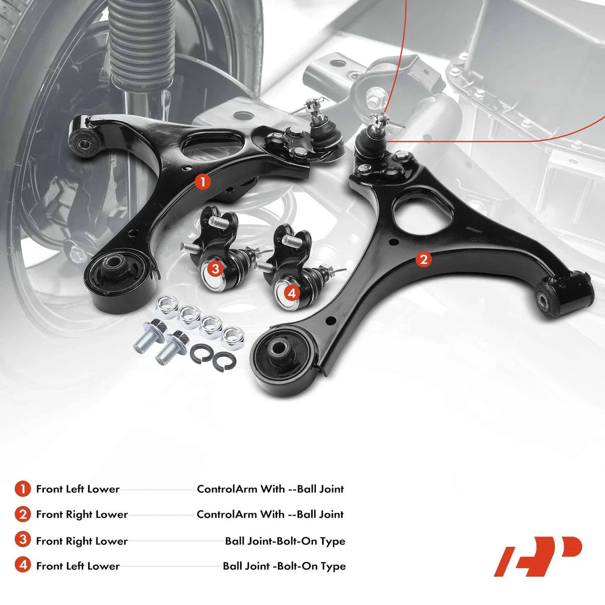 Set of 4 Front Lower Control Arms & Ball Joints for Acura CSX Honda Civic