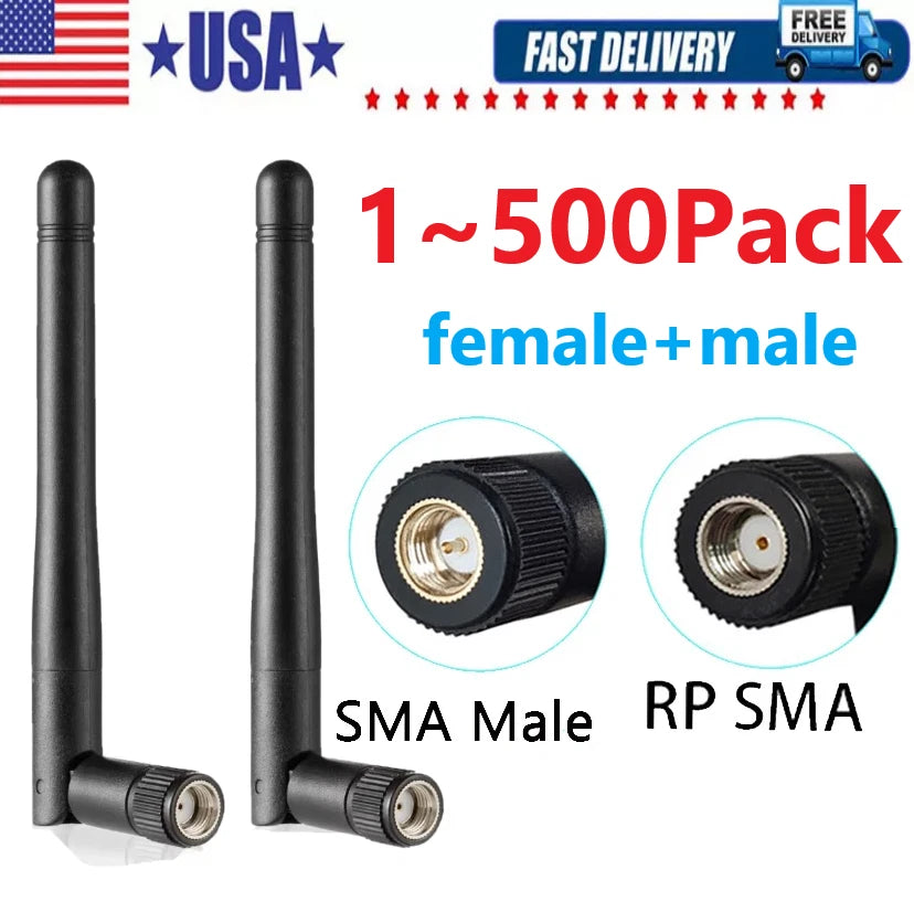 2X RP-SMA Antenna for WiFi Wireless Router or Card (2.4GHz 5GHz)