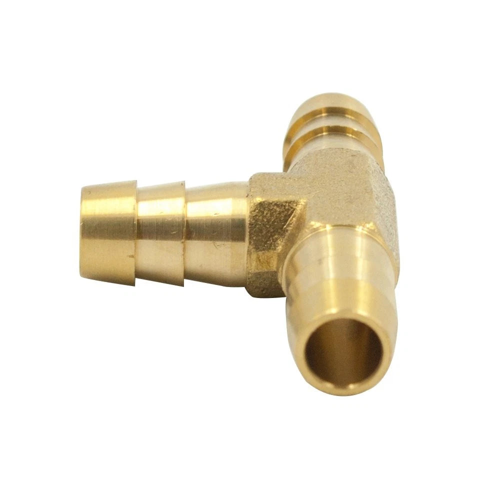 Set of 5 Brass Hose Barb Tee 1/4" x 1/4" x 1/4" Barbed Fittings