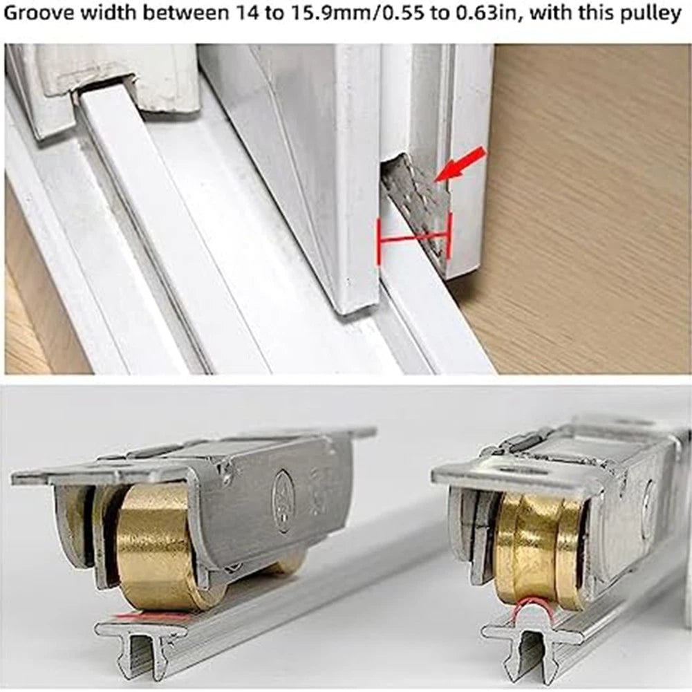 Pack of 4 Sliding Glass Door Rollers Stainless Steel Copper