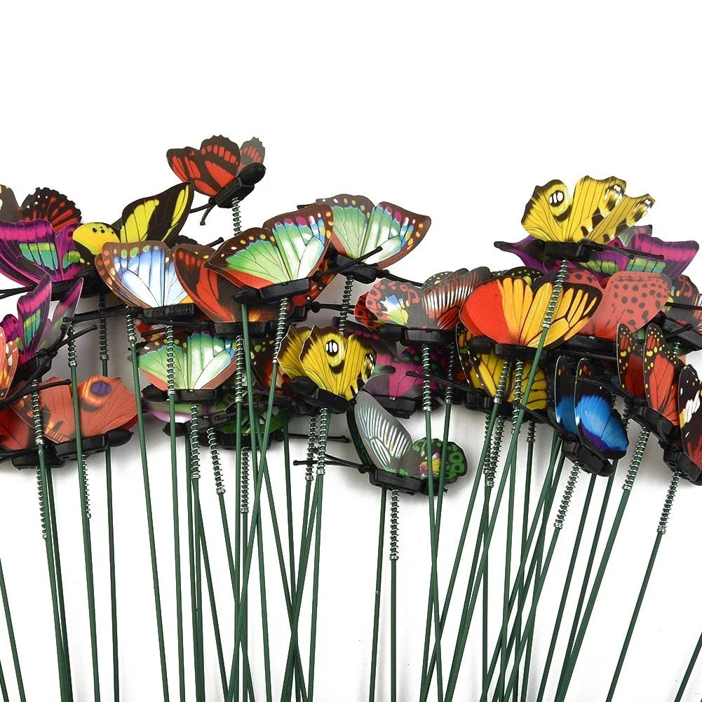 50pcs Waterproof Butterfly Stakes for Garden Display (25cm x 4cm)