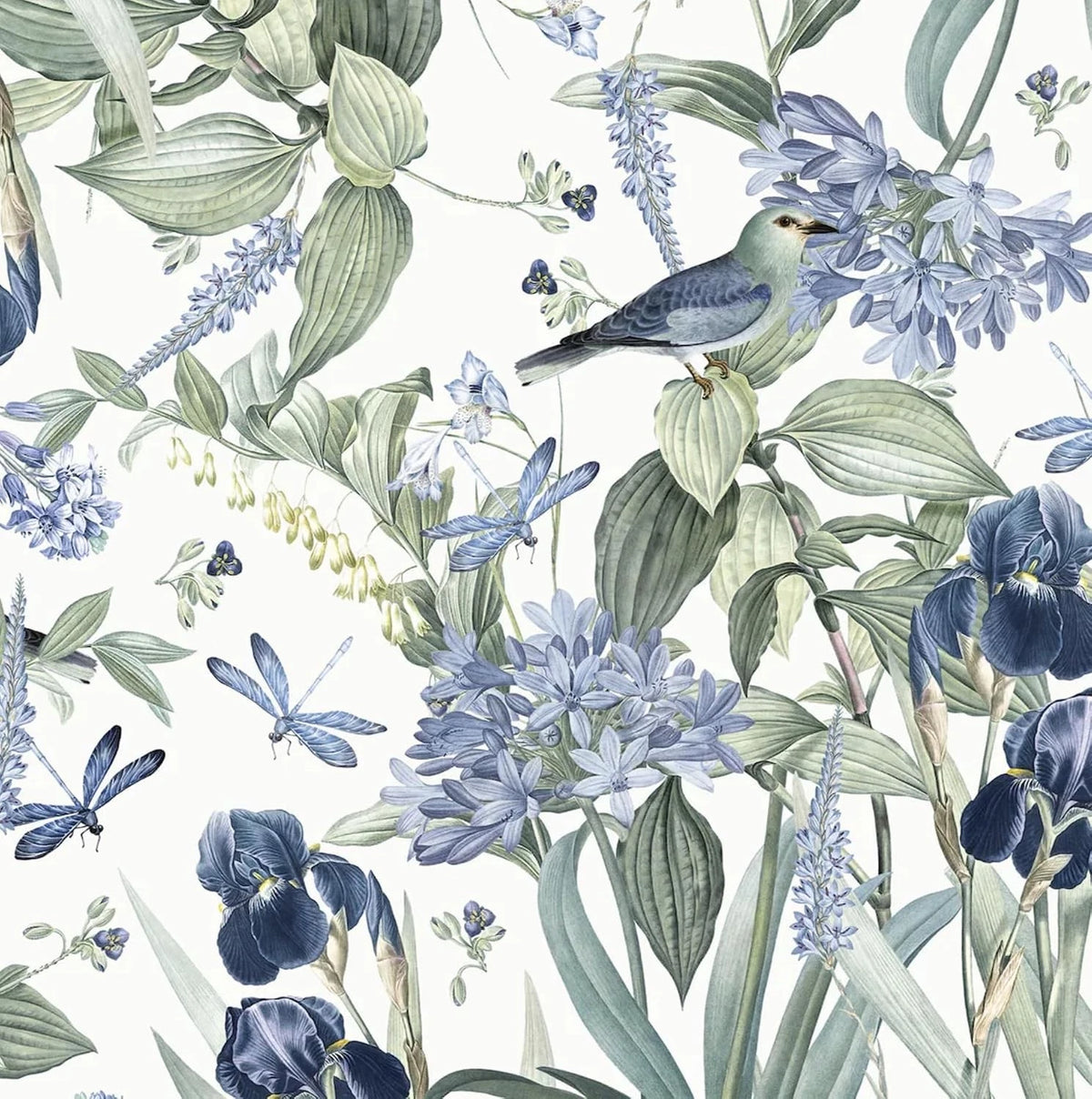 Floral Wallpaper Peel and Stick Blue Flower Contact Paper (16.9" x 118.1")
