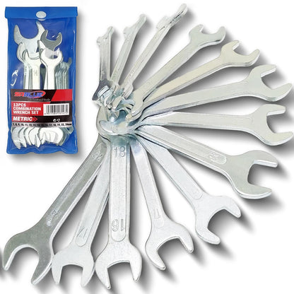 13-Piece Metric Super-Thin Open End Wrench Set (7mm to 24mm)