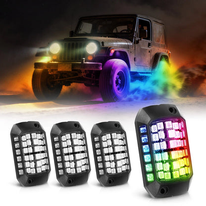 LED Rock Lights Kit for Jeep ATV UTV SUV (12V RGB Remote APP Control)