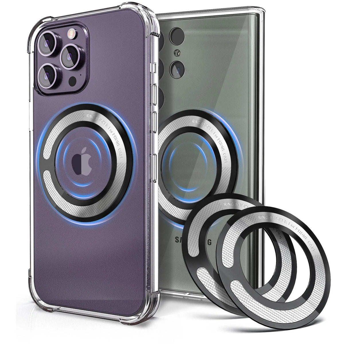 Set of 4 Metal Magnet Ring Adapter for Wireless Charger Card Ho