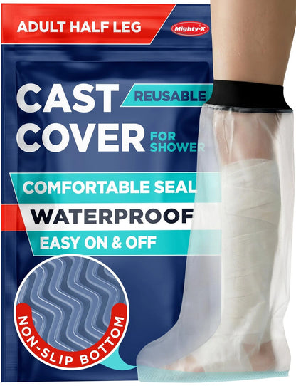 100% Waterproof Cast Covers for Shower Leg - Half Leg, Clear