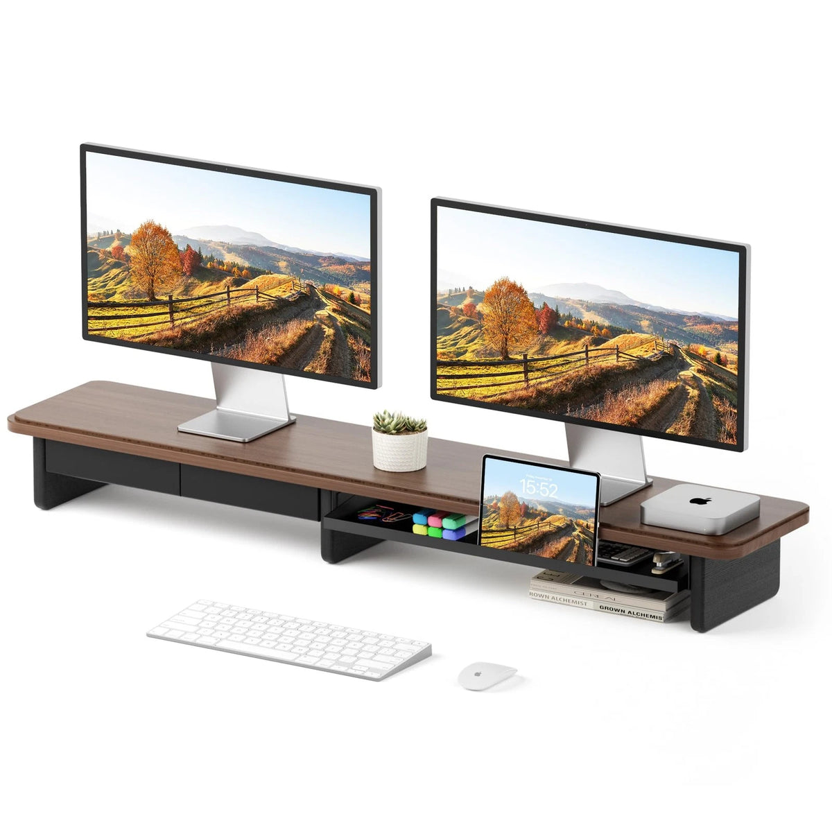 Large Dual Monitor Stand for Desk (43 Inch)