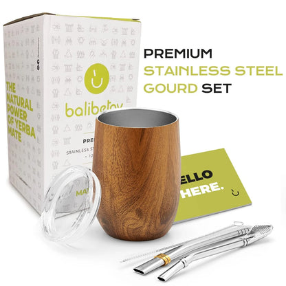 Set of 4 Stainless Steel Yerba Mate Gourds for Premium Experience