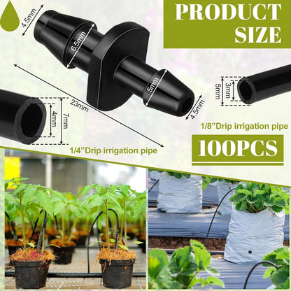 100 Pcs Drip Irrigation Fittings Barbed Connectors for