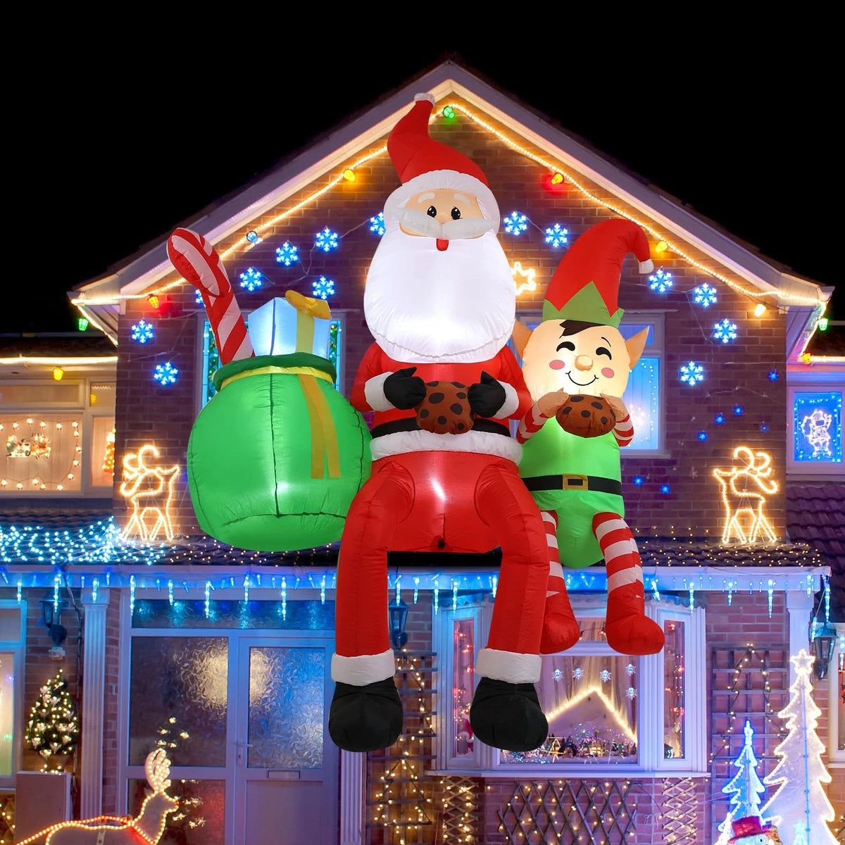 8FT Santa Claus Inflatable Decoration with LED Lights for Holiday Decor