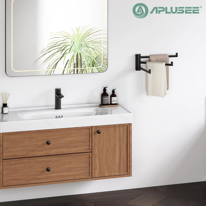 Swivel Towel Rack for Wall Mount (3 Rotating Arms, Matte Black)