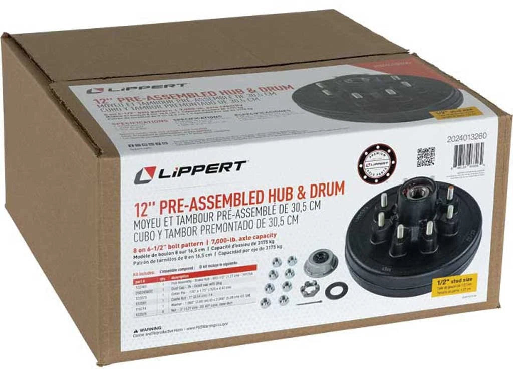 Pre-Greased Hub Assembly for Lippert 7000lb Axles (2024013260)