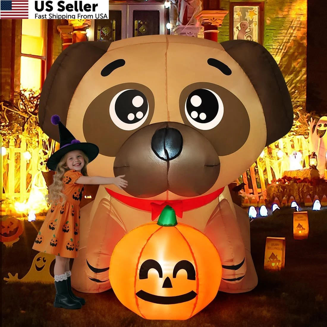 5 FT Halloween Inflatable Dog Decoration for Outdoor Yard