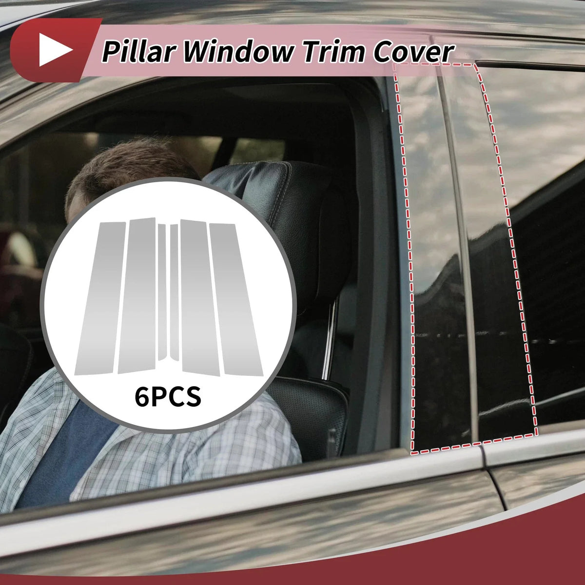 Set of 6 Door Pillar Window Trim for Ford Explorer (2011–2019) Silver Tone
