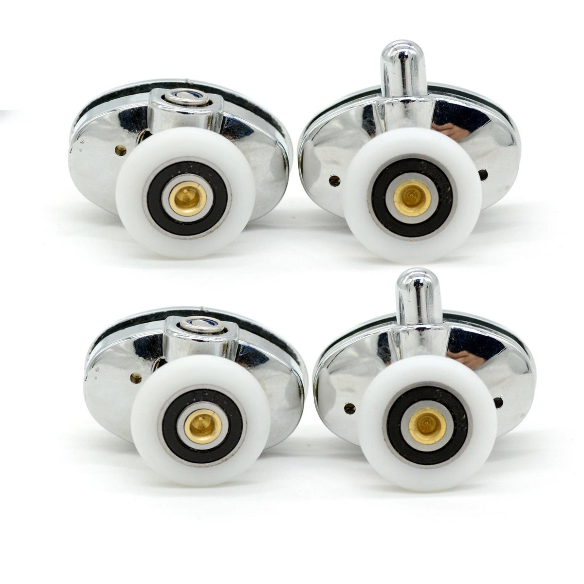 Set of 4 Oval Single Wheel Shower Door Rollers 23mm Silver Chrome