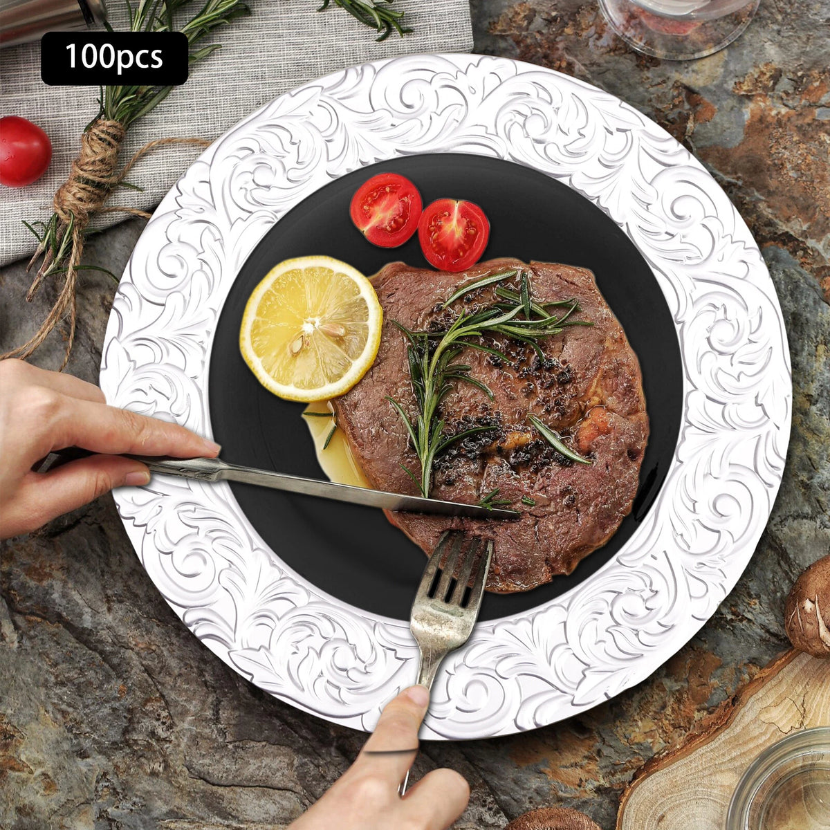 Set of 100 Charger Plates 13'' Round for Wedding Party