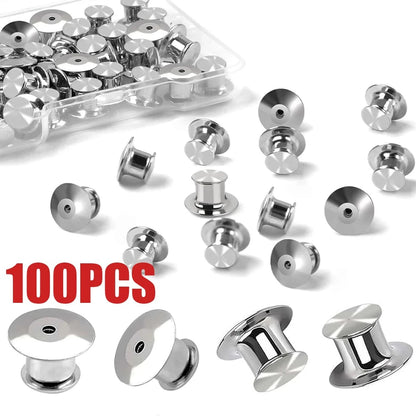 100pcs Metal Locking Pin Backs for Various Pins (No Specific Years)