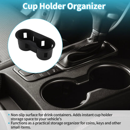 Center Console Cup Holder Organizer for Ford Bronco (2021–2025) Silicone Black