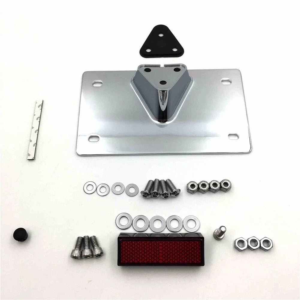 Chrome Layback License Plate Mounting Kit for Harley SuperLow XL883L (2011–2016)