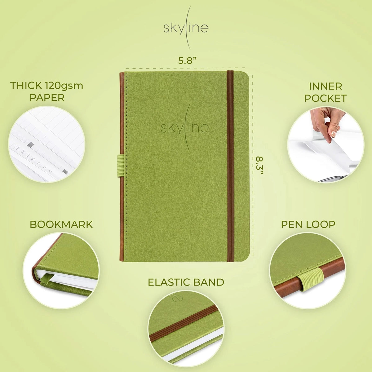 Skyline Check Register A5 Accounting Ledger Log Book (5.8'' x 8.3'') Green