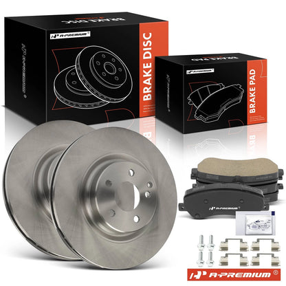 Set of 2 Front Disc Brake Rotors & Ceramic Pads for Mercedes-Benz GLK250 (2013–2015) D1406, 12135080