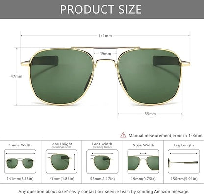 Aviator Sunglasses for Men - Polarized Military Pilot UV Protection