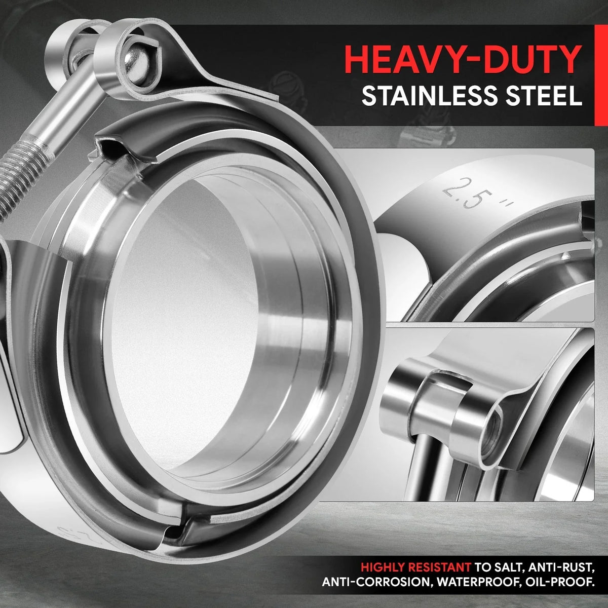 2X 2.5" OD V-Band Turbo Clamp & Flange Set for Universal Applications