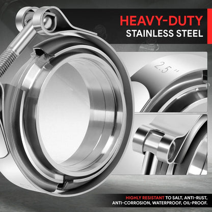 2X 2.5" OD V-Band Turbo Clamp & Flange Set for Universal Applications