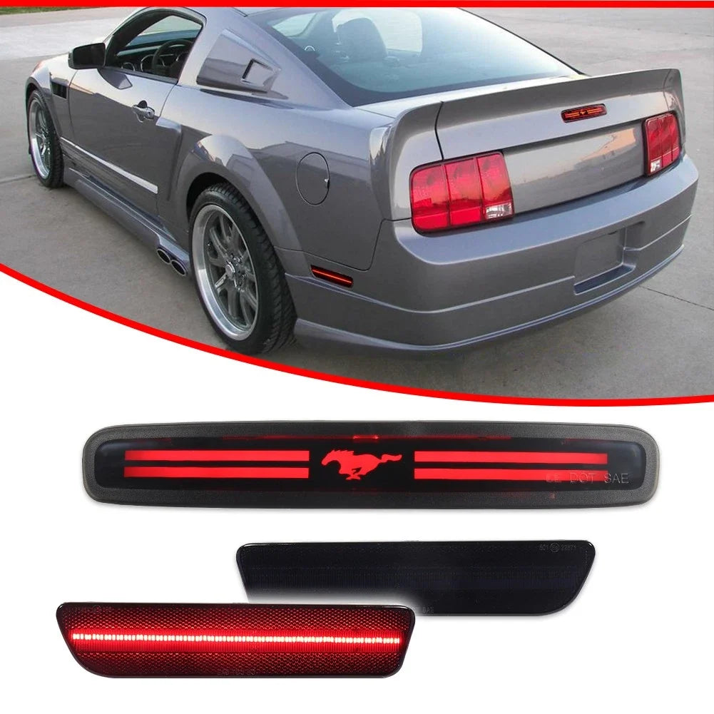 3X Smoke Red LED Third Brake & Rear Side Marker Lamps for Ford Mustang (2005–2009)