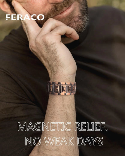 3X Strength Copper Magnetic Cross Bracelet for Feraco (9.05 inches)