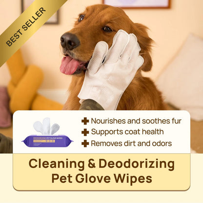 20 Pack Pet Cleaning Wipes for Dogs, Cats, Horses - Deodorizing Glove Wipes