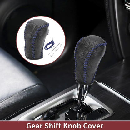 1 Pc Gear Shift Knob Cover for Mazda CX-5 (2013–2014) Black Blue Faux Leather