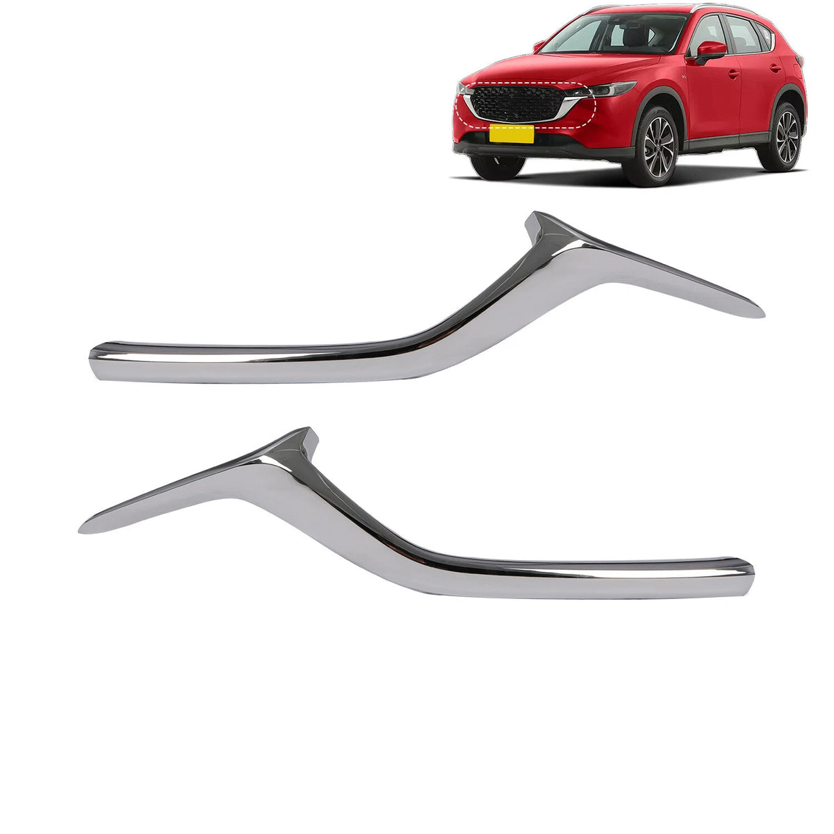 2Pcs Front Bumper Grille Molding Trim Chrome for Mazda CX-5 (2017–2021) KB8A-50-7K1B, KB8A507K1B, KB8A-50-7J1B, KB8A-50-7J1A