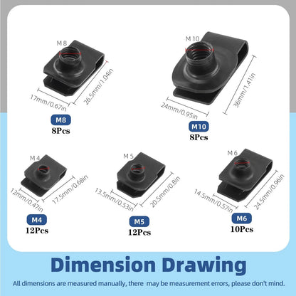 Set of 50 U-Style Bolts for M4 M5 M6 M8 M10 (10.5 cm x 20.5 x 2.8 cm)